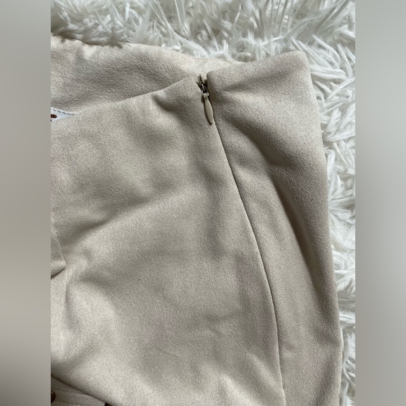 Fornia Western Fringe Cowgirl Faux Suede Studded Mini Skirt Tan Nude Womens L - Picture 5 of 8